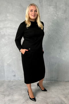 Элегантный трикотажный костюм юбка и джемпер классика Панда 22810z графит - фото 2