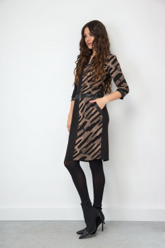 Платье со вставками из разного принта и поясом Ларс Стиль 727/1 - фото 3