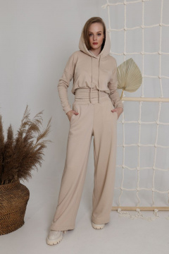 Широкие брюки из ангоры с резинкой и карманами AMORI 5160 капучино - фото 1