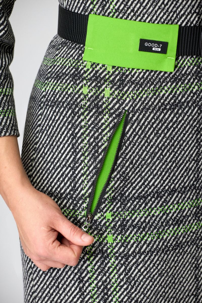 Платье, пояс Мишель стиль 1095 серо-зеленый - фото 5