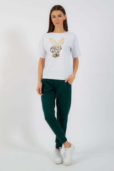 Круглогодичная белая футболка из хлопка с принтом Kivviwear 4026.93 - фото 3