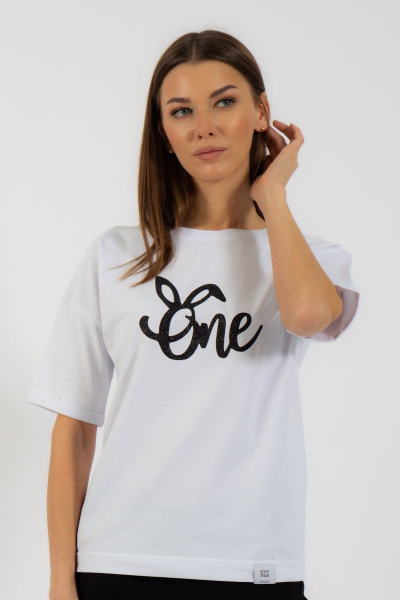 Круглогодичная белая футболка из хлопка с принтом Kivviwear 4026.95 - фото 1