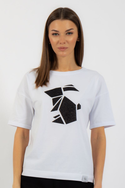 Круглогодичная белая футболка из хлопка с принтом Kivviwear 4026.97 - фото 1