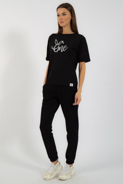 Круглогодичная черная футболка из хлопка с принтом Kivviwear 4026.98 - фото 7