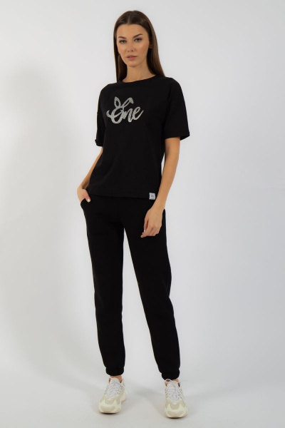 Круглогодичная черная футболка из хлопка с принтом Kivviwear 4026.98 - фото 3