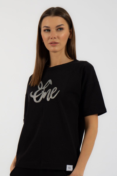 Круглогодичная черная футболка из хлопка с принтом Kivviwear 4026.98 - фото 1