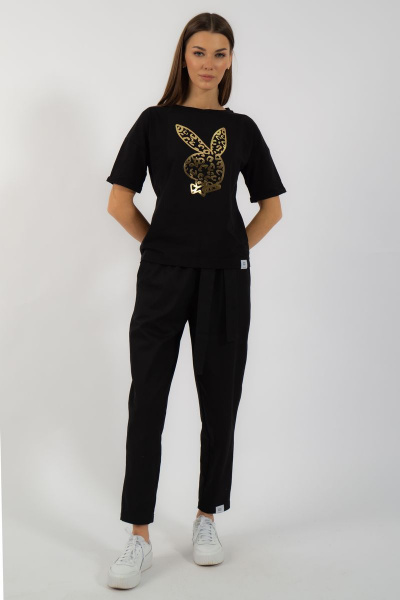 Черная футболка из хлопка с принтом Kivviwear 4026.101 - фото 4