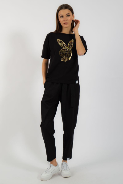 Черная футболка из хлопка с принтом Kivviwear 4026.101 - фото 3