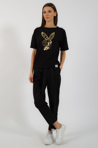 Черная футболка из хлопка с принтом Kivviwear 4026.101 - фото 2