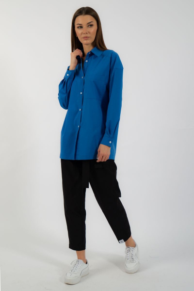 Классическая хлопковая рубашка свободного кроя с карманом Kivviwear 4070.11 - фото 2