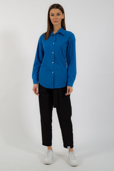 Классическая хлопковая рубашка приталенная с рукавами Kivviwear 4099.10 - фото 9