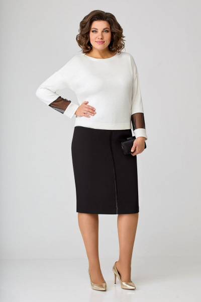 Туника, юбка Мишель стиль 1089-1 черно-белый - фото 8