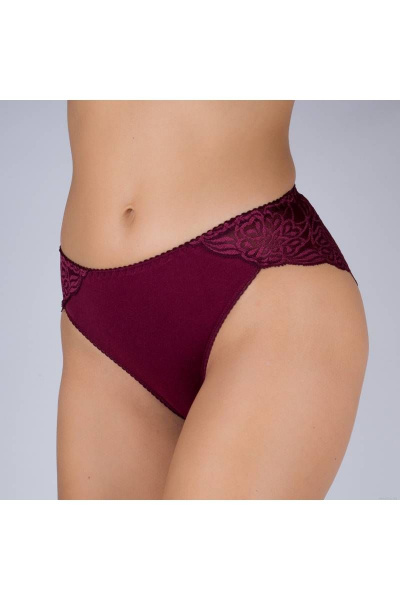 Трусы из эластичного хлопка и кружева из трикотажа Verally 138-6 бургунд - фото 3