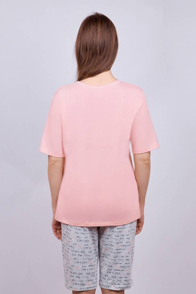 Домашняя пижама майка оверсайз и шорты с высоким посадом из хлопка Verally 393-2 грезы - фото 2