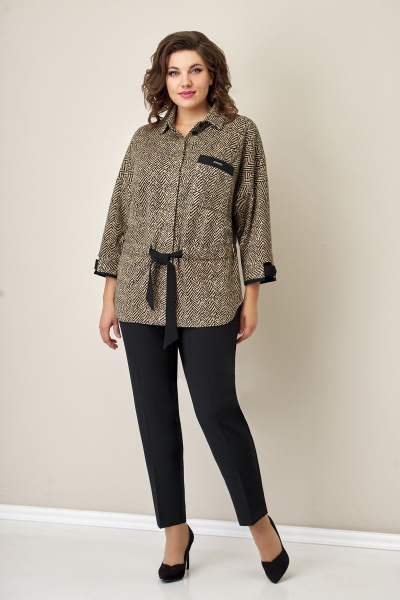 Блуза VOLNA 1210 бежево-черный - фото 2