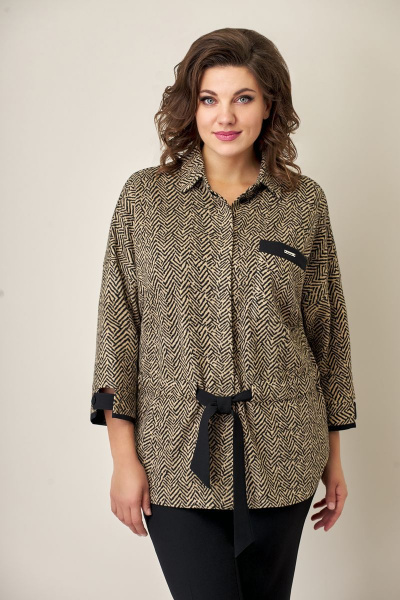 Блуза VOLNA 1210 бежево-черный - фото 1