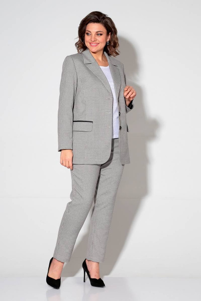 Демисезонный женский комплект из текстиля с жакетом и зауженными брюками Liona Style 864 - фото 3