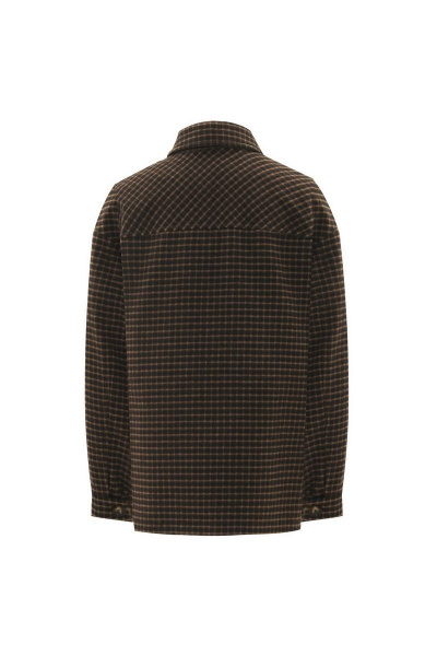 Пальто коричневое из шерсти для повседневных образов Elema 1М-11668-1-182 коричневая_клетка - фото 3