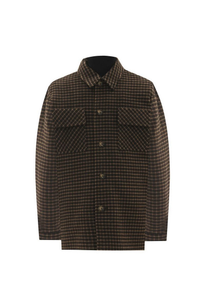 Пальто коричневое из шерсти для повседневных образов Elema 1М-11668-1-182 коричневая_клетка - фото 1