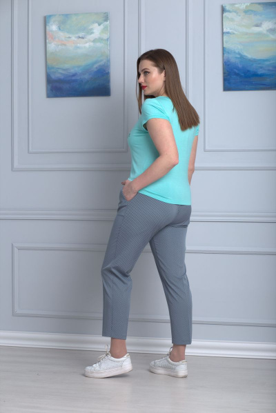 Футболка белая прямого кроя с принтом Anelli 504 бирюза - фото 4