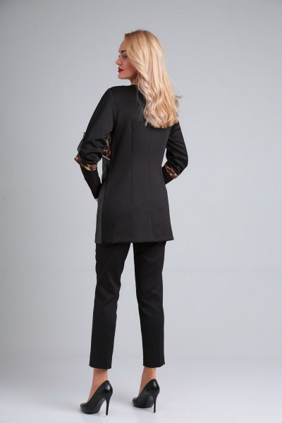 Комплект платье и брюки с поясом и двойными рукавами из трикотажа Gamma Gracia 225 черный тигровый - фото 5