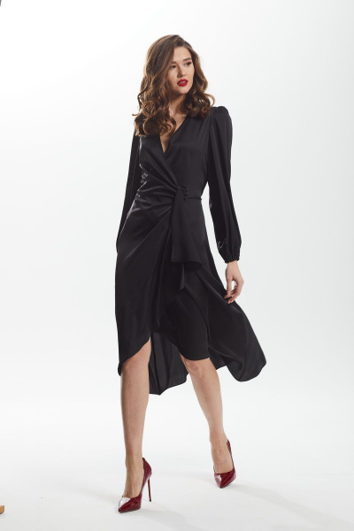платье свободного силуэта из хлопка и ришелье DAVA 139 черный - фото 8