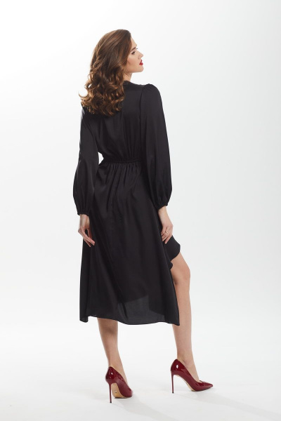 платье свободного силуэта из хлопка и ришелье DAVA 139 черный - фото 7