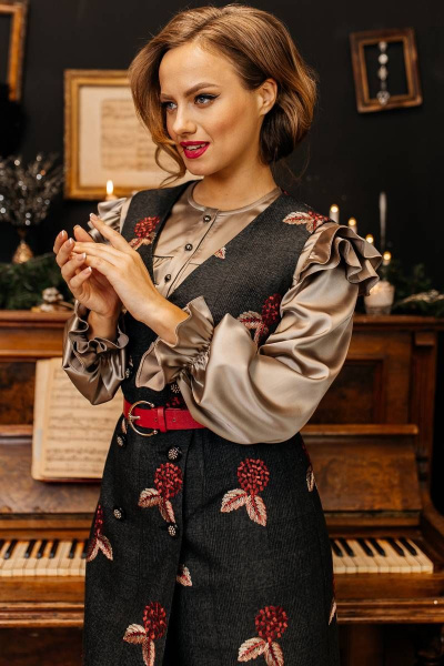 Блуза, сарафан Мода Юрс 2764-1 беж_цветы - фото 2