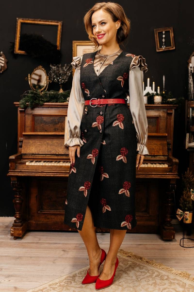 Блуза, сарафан Мода Юрс 2764-1 беж_цветы - фото 1