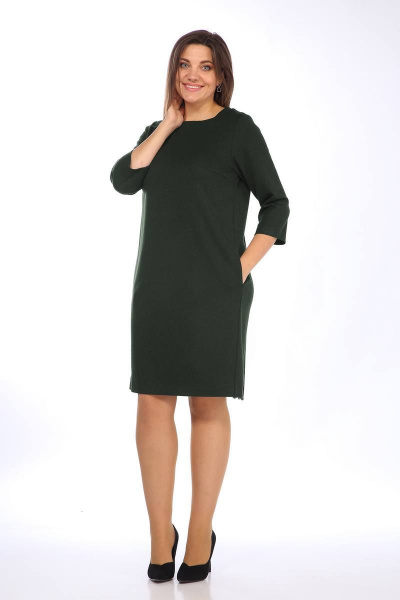 Платье деловое прямого силуэта с нагрудными вытачками Lady Style Classic 1507/3 хаки - фото 2