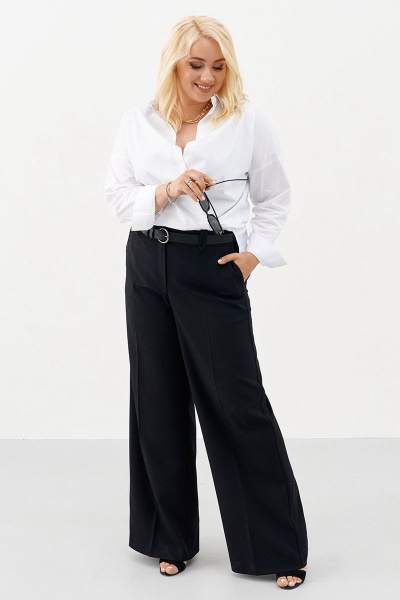 Черные палаццо брюки широкие с высокой посадкой Ketty К-00360 черный - фото 1