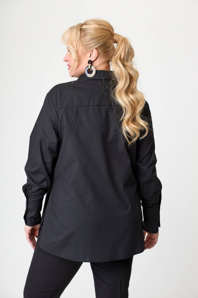 Деловая рубашка оверсайз из хлопка с разрезами по бокам Avenue 0301 черный - фото 7