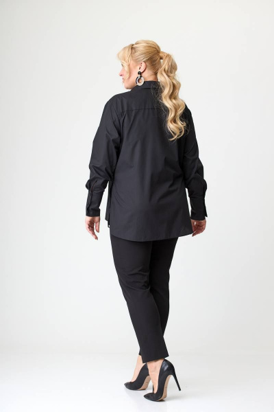 Деловая рубашка оверсайз из хлопка с разрезами по бокам Avenue 0301 черный - фото 4