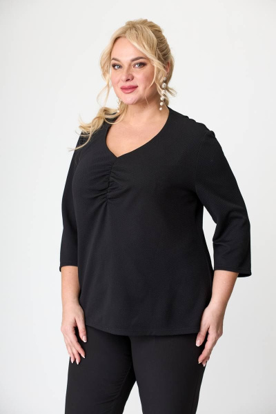 Демисезонный трикотажный джемпер с V-образным вырезом Avenue 0308 черный - фото 5