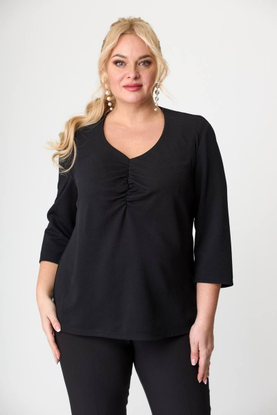Демисезонный трикотажный джемпер с V-образным вырезом Avenue 0308 черный - фото 4