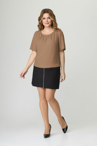 Бежевый блуз из вискозы и текстиля длиной 55 см DaLi 3480 беж - фото 1