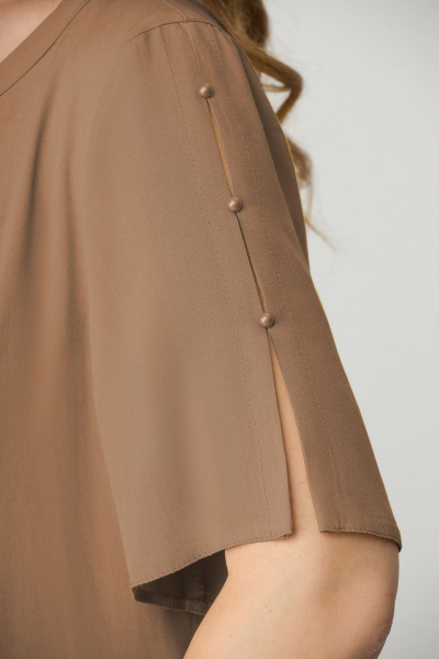 Бежевый блуз из вискозы и текстиля длиной 55 см DaLi 3480 беж - фото 3