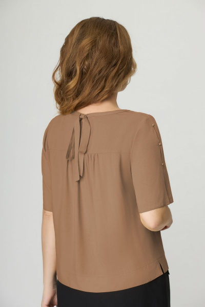 Бежевый блуз из вискозы и текстиля длиной 55 см DaLi 3480 беж - фото 4