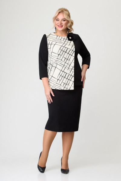 Черная блуза из вискозы и трикотажа длиной 60 см DaLi 5621 - фото 4