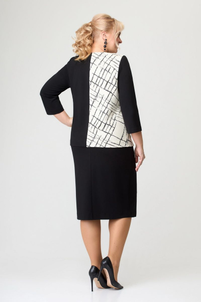 Черная блуза из вискозы и трикотажа длиной 60 см DaLi 5621 - фото 2