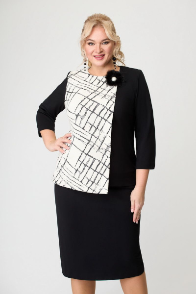 Черная блуза из вискозы и трикотажа длиной 60 см DaLi 5621 - фото 1