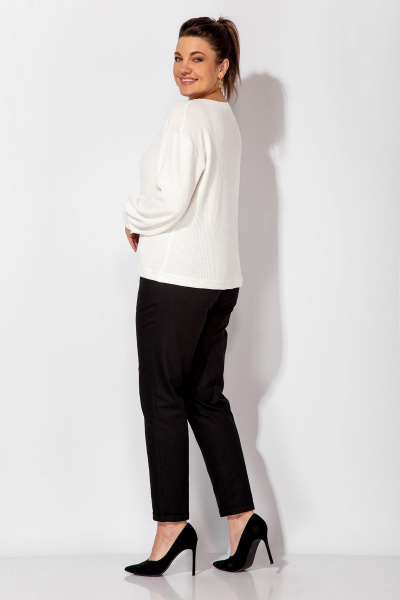 Демисезонная блуза из трикотажа с лентой BegiModa 4055 молочный - фото 4