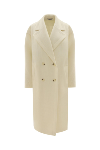 Пальто демисезонное двубортное из шерсти и пальтовой ткани Elema 1-12764-1-170 молоко - фото 1