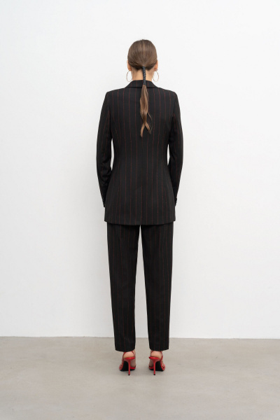 Брюки из текстиля черные на каждый день Elema 3К-12237-1-164 полоска - фото 3