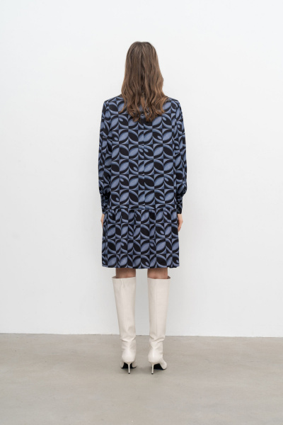 Платье в стиле на каждый день из вискозы и текстиля Elema 5К-12267-1-170 сине-чёрный_принт - фото 4