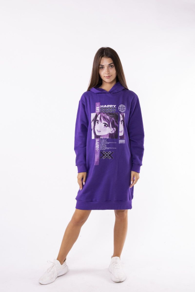 Многоразовое платье из трикотажа для кругYearочного ношения 8 Марта 18213-2С5269Д40-146 фиолетовый - фото 4