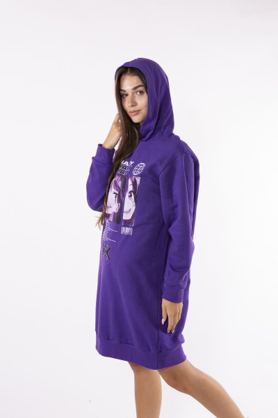 Многоразовое платье из трикотажа для кругYearочного ношения 8 Марта 18213-2С5269Д40-146 фиолетовый - фото 1