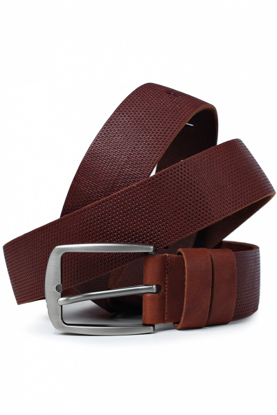 Коричневый кожаный ремень с обработкой и передвижной шлевкой Galanteya 2922.22с1227к45 3р коньячный - фото 2