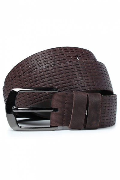 Ремень из натуральной кожи коричневый, с тиснением и пряжкой Galanteya 3022.22с1228к45 1р коричневый - фото 2