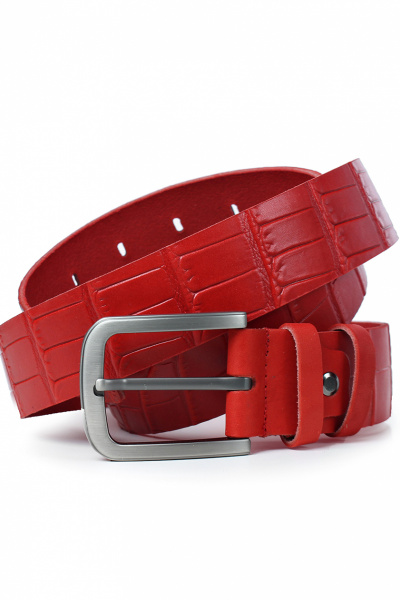Ремень из натуральной кожи красный, с тиснением и пряжкой Galanteya 38322.22с2746к45 2р красный - фото 2